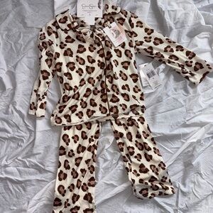 Jessica Simpson Brown and Cream Kids Pajama Set